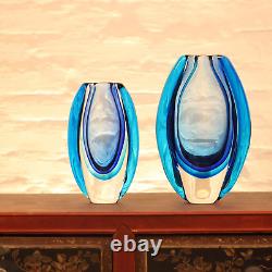 Hand Blown Sommerso Oval Art Glass Vase for Decor Centerpiece Table Decoration B