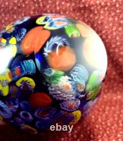 Hand-blown Murano Glass Vase Cobalt Blue Millefiori Thousand Flowers 6.75×5