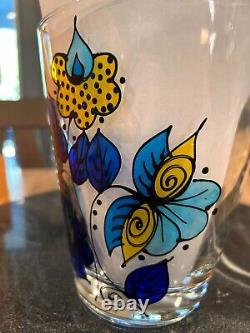 Hand painted Glass Vase Signed MCM Beautiful Very Rare