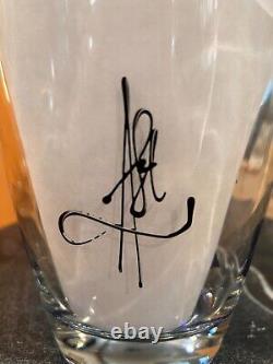 Hand painted Glass Vase Signed MCM Beautiful Very Rare