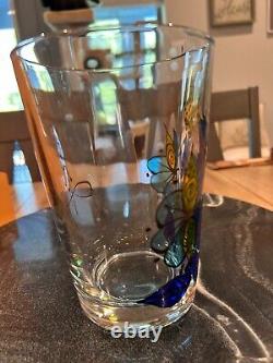 Hand painted Glass Vase Signed MCM Beautiful Very Rare