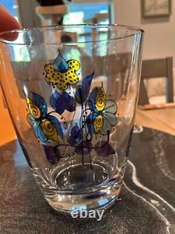 Hand painted Glass Vase Signed MCM Beautiful Very Rare