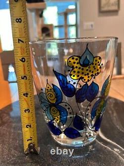 Hand painted Glass Vase Signed MCM Beautiful Very Rare