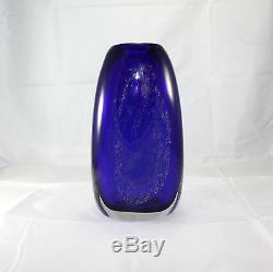 Handblown Cobalt Blue Vilniaus Stiklo Studija Lithuania Flower Vase Rare