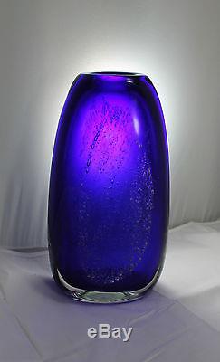Handblown Cobalt Blue Vilniaus Stiklo Studija Lithuania Flower Vase Rare