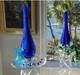 Handblown Glass 22 Vase by Victor Chiarizia, Cobalt Blue, Incalmo Technique