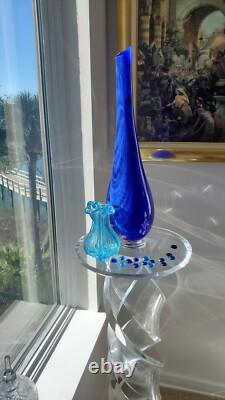 Handblown Glass 22 Vase by Victor Chiarizia, Cobalt Blue, Incalmo Technique
