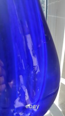 Handblown Glass 22 Vase by Victor Chiarizia, Cobalt Blue, Incalmo Technique