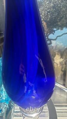 Handblown Glass 22 Vase by Victor Chiarizia, Cobalt Blue, Incalmo Technique