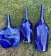 Handcrafted Blue Swirl Glass Decorative Vases Set of 3
