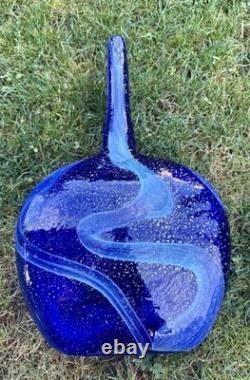 Handcrafted Blue Swirl Glass Decorative Vases Set of 3