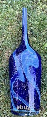 Handcrafted Blue Swirl Glass Decorative Vases Set of 3