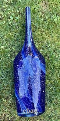 Handcrafted Blue Swirl Glass Decorative Vases Set of 3