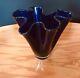 Handkerchief large, heavy? & Thick Hand blown studio art glass vase Cobalt Blue