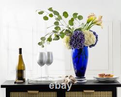 - Handmade Glass Footed round Vase Cobalt 14 H (14 Inches High) Made in E