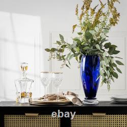 - Handmade Glass Footed round Vase Cobalt 14 H (14 Inches High) Made in E