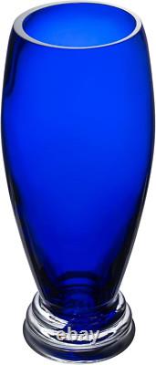 - Handmade Glass Footed round Vase Cobalt 14 H (14 Inches High) Made in E
