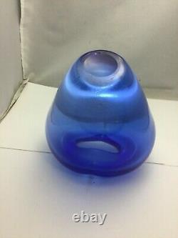 Heart Shaped Blue Glass Vase 7x6