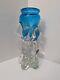 Heavy Henry Levine Translucent Blue Textured Signed Art Glass Vase