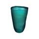 Heavy Slump Studio Glass Vase 11.5 Aqua Teal Ribbed Etched 12lb
