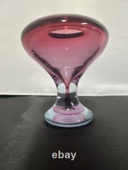 High quality vintage hand blown miniature mini pink blue art studio glass vase
