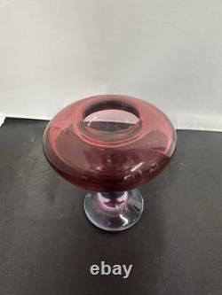 High quality vintage hand blown miniature mini pink blue art studio glass vase