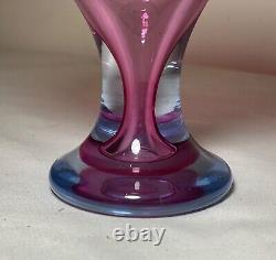 High quality vintage hand blown miniature mini pink blue art studio glass vase