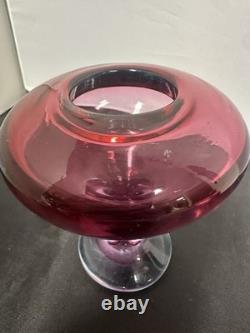 High quality vintage hand blown miniature mini pink blue art studio glass vase