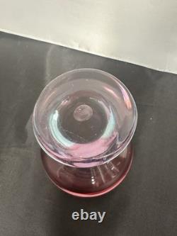 High quality vintage hand blown miniature mini pink blue art studio glass vase
