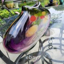 Hokanson Dix glass bud vase purple blue green layered