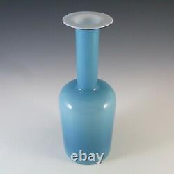 Holmegaard Blue Opal Cased Glass Gulvvase Vase by Otto Brauer