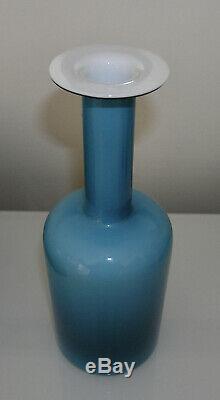 Holmegaard Blue and white encased vase by Otto Brauer Denmark