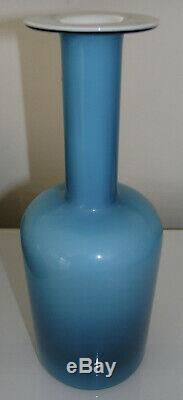 Holmegaard Blue and white encased vase by Otto Brauer Denmark