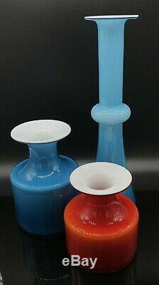 Holmegaard Carnaby Blue Cased Candlestick Vase 10-3/8 by Per Lutken
