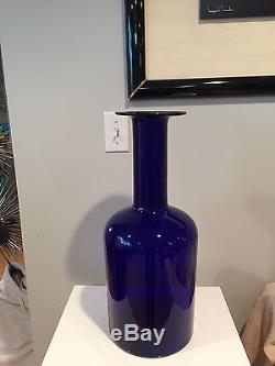 Holmegaard Glass Otto Brauer Cobalt Blue Gulvase Architectural Scale Floor Vase