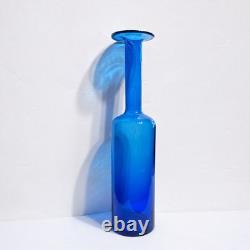Holmegaard Gulvvase By Otto Brauer Cobalt Blue Art Glass Tall Vase 16.5 Denmark