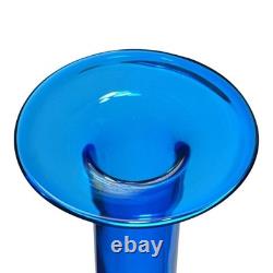 Holmegaard Gulvvase By Otto Brauer Cobalt Blue Art Glass Tall Vase 16.5 Denmark
