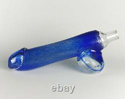 Holmegaard RARE'Fallos' Blue Penis-Shaped Decanter 1970s Danish Glass MCM