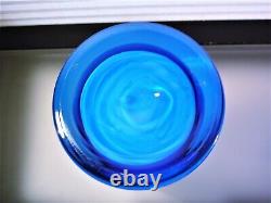 Holmegaard Style Blue Cased Glass Vase Jar Bubble Stopper