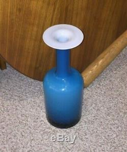 Holmegaard blue 15.5 danish modern vintage art glass Gulvase