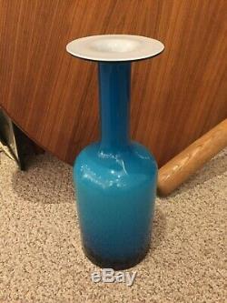 Holmegaard blue 15.5 danish modern vintage art glass Gulvase