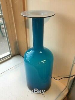 Holmegaard blue 15.5 danish modern vintage art glass Gulvase