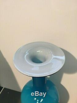 Holmegaard blue 15.5 danish modern vintage art glass Gulvase