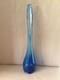 Houze Peacock Blue Art Glass 21.75 Smooth Swung Vase MCM Vtg Hard To Find