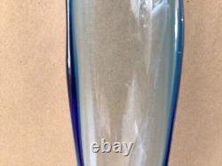 Houze Peacock Blue Art Glass 21.75 Smooth Swung Vase MCM Vtg Hard To Find
