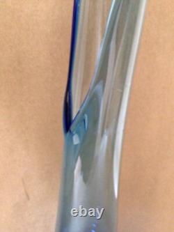 Houze Peacock Blue Art Glass 21.75 Smooth Swung Vase MCM Vtg Hard To Find