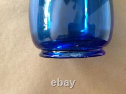 Houze Peacock Blue Art Glass 21.75 Smooth Swung Vase MCM Vtg Hard To Find