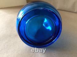 Houze Peacock Blue Art Glass 21.75 Smooth Swung Vase MCM Vtg Hard To Find