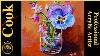 How To Paint A Blue Pansy In A Glass Vase Acrylic Painting Tutorial Beginner And Advanced Artists