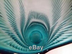 Huge 28 Swung Vase Mid Century L E Smith Aqua Blue Hobnail Art Glass VGC Giant
